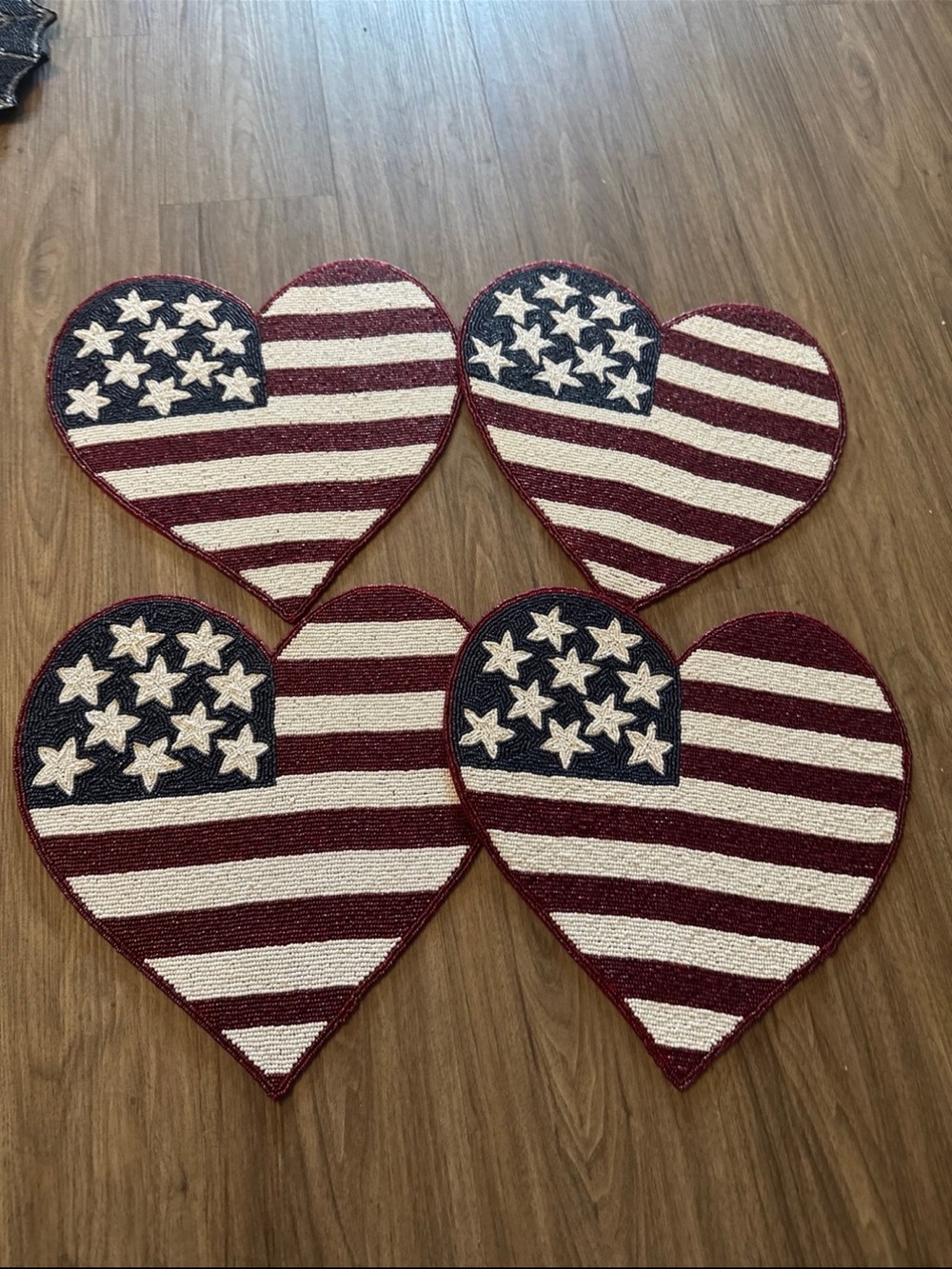 Patriotic Heart-Shaped Placemats - Red, White & Blue set of 4 new